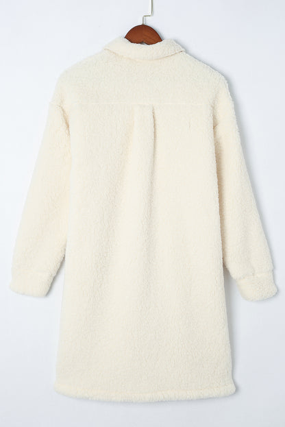 Fleece Teddy Buttoned Long Coat