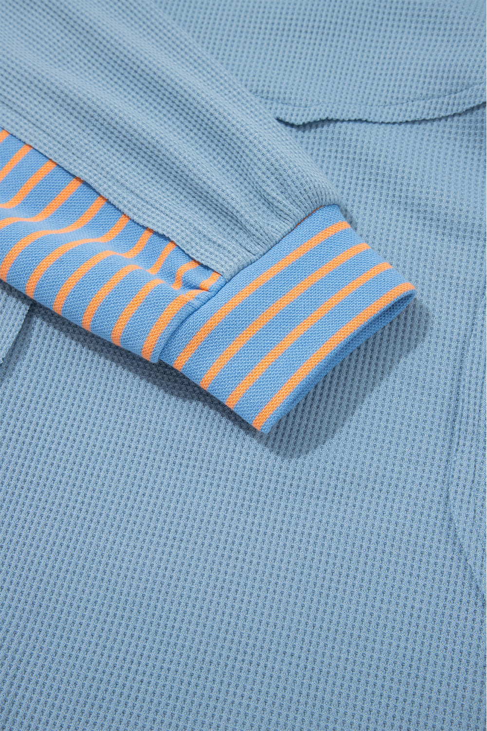 Stripe Patchwork Waffle Knit V-Neck Pullover