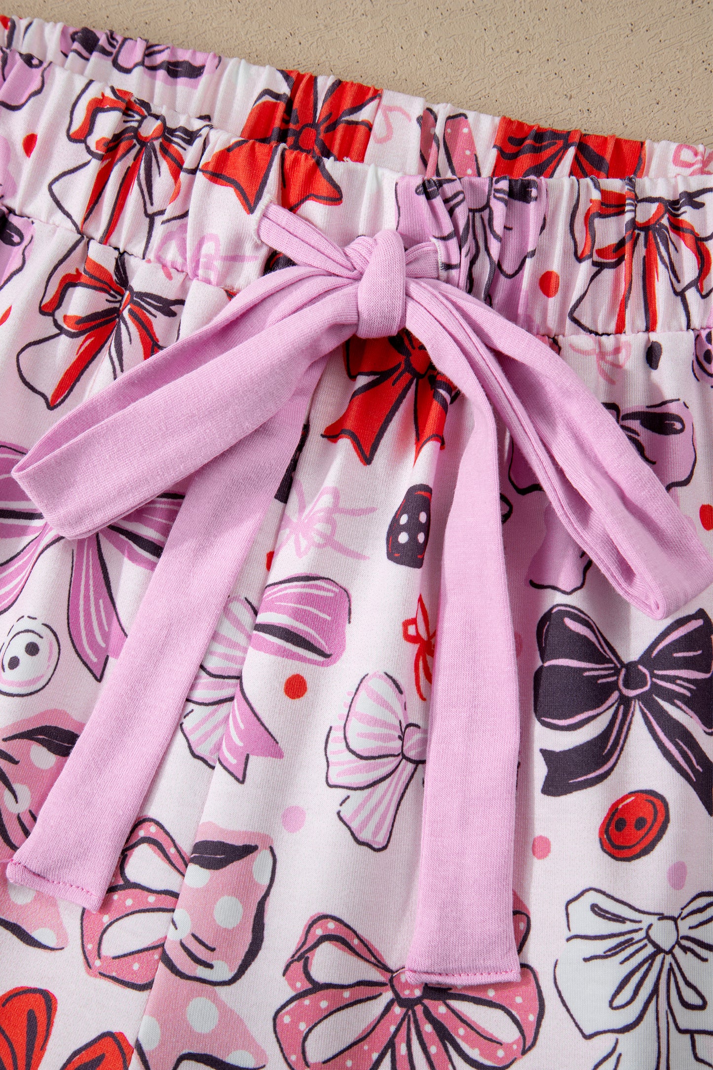 Polka Dot Bow Tie Shirt and Shorts Pajama Set