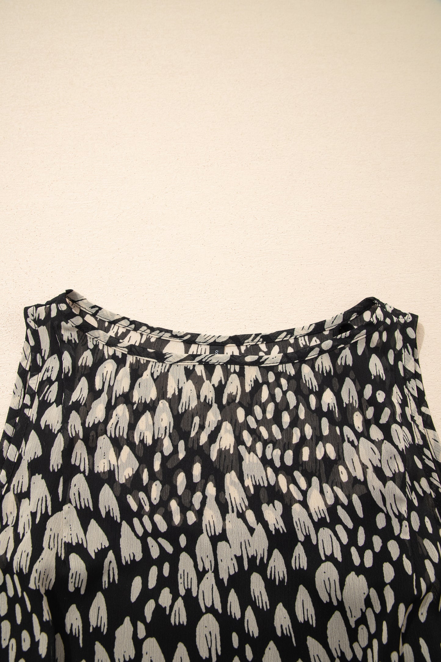 Abstract Dotted Sleeveless Maxi Dress