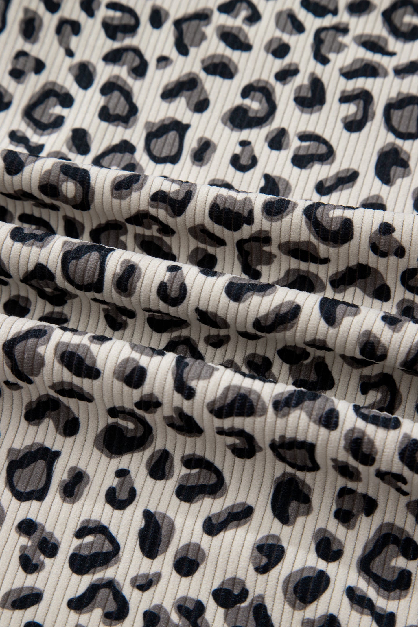 Leopard Corduroy Quarter-Zip Sweatshirt