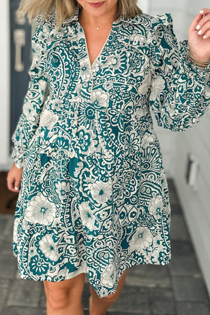 Floral Flounce Sleeve Dress Plus Size