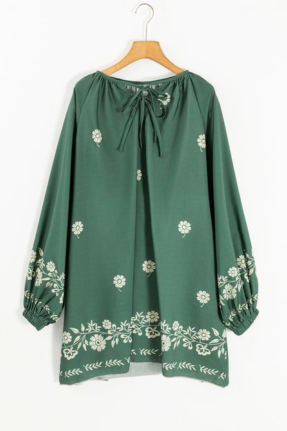 Boho Floral Puff Sleeve Dress