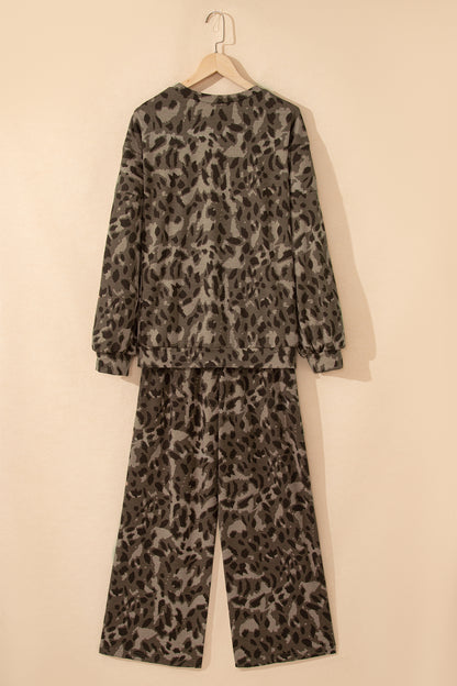 Leopard Patchwork Pullover and Drawstring Pant Set