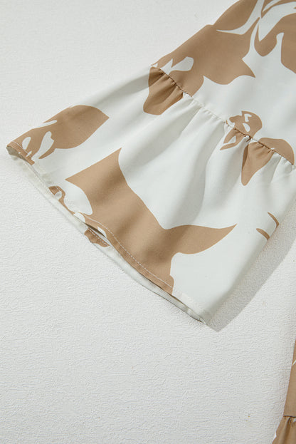 Plus Size Floral 3/4 Ruffle Sleeve Tiered Maxi Dress