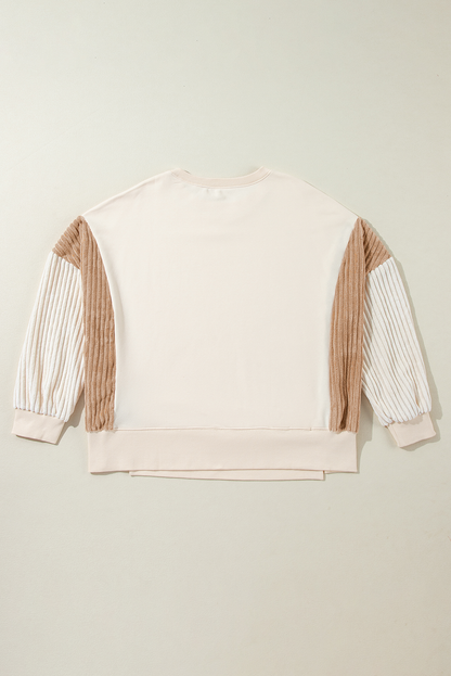 Corduroy Patchwork Long Sleeve Sweatshirt