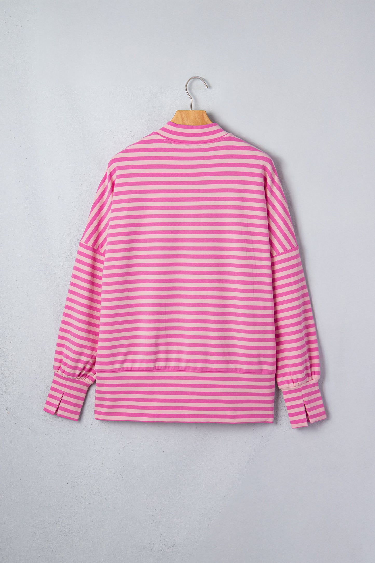 Stripe Puff Sleeve Zip-Up Sweatshirt Jacket
