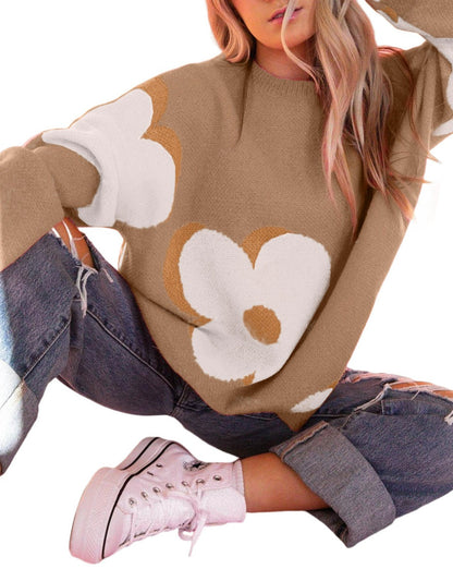 Retro Floral Crewneck Sweater