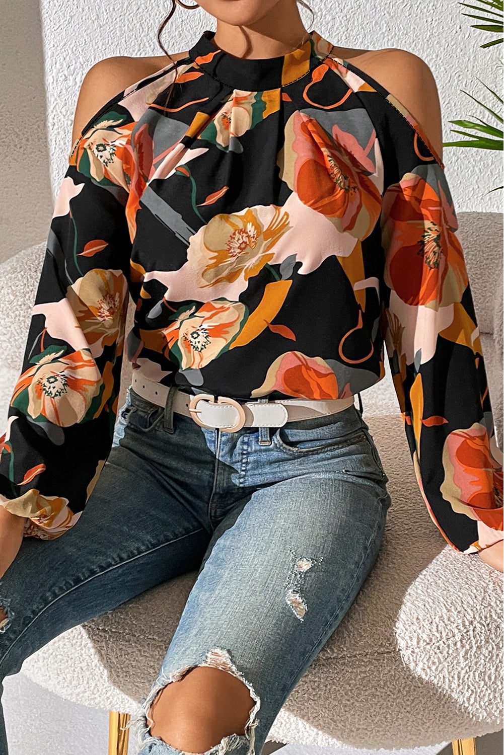 Floral Cold Shoulder Blouse