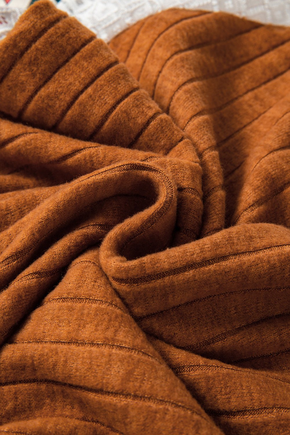 Floral Ribbed Patchwork Long Sleeve Blouse