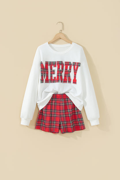 Christmas MERRY Letter Print Top & Shorts Set