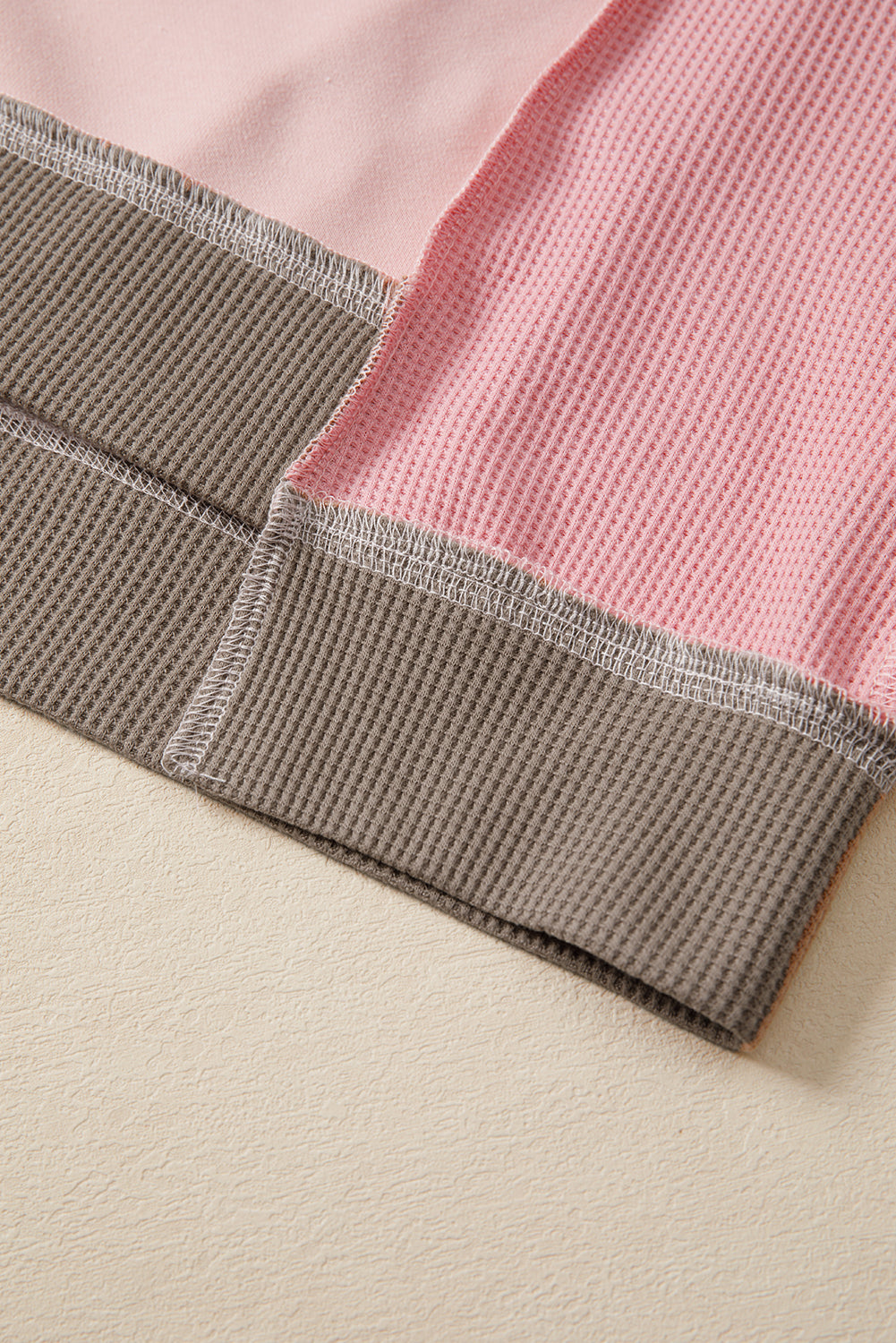 Colorblock Waffle Patchwork Oversize Sweatshirt