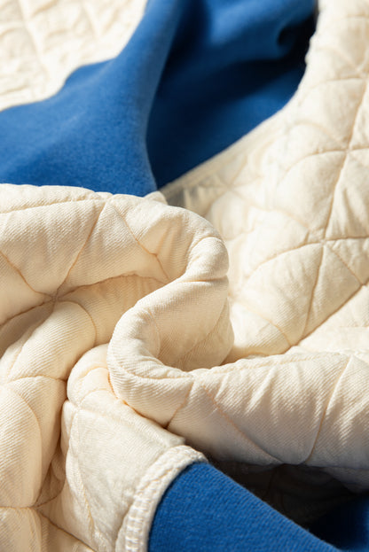 Colorblock Quilted Fleece Patchwork Oversize Hoodie