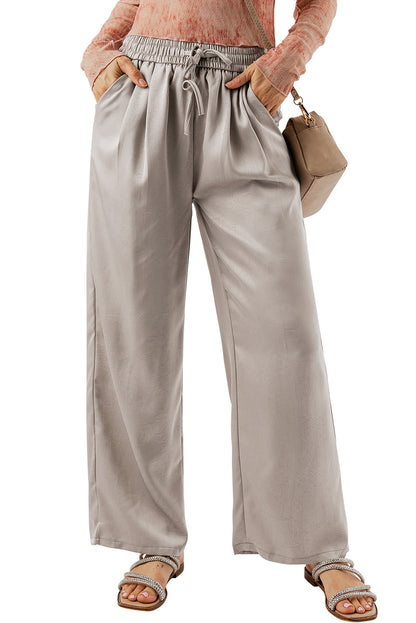 Solid Pleated High Waist Pants