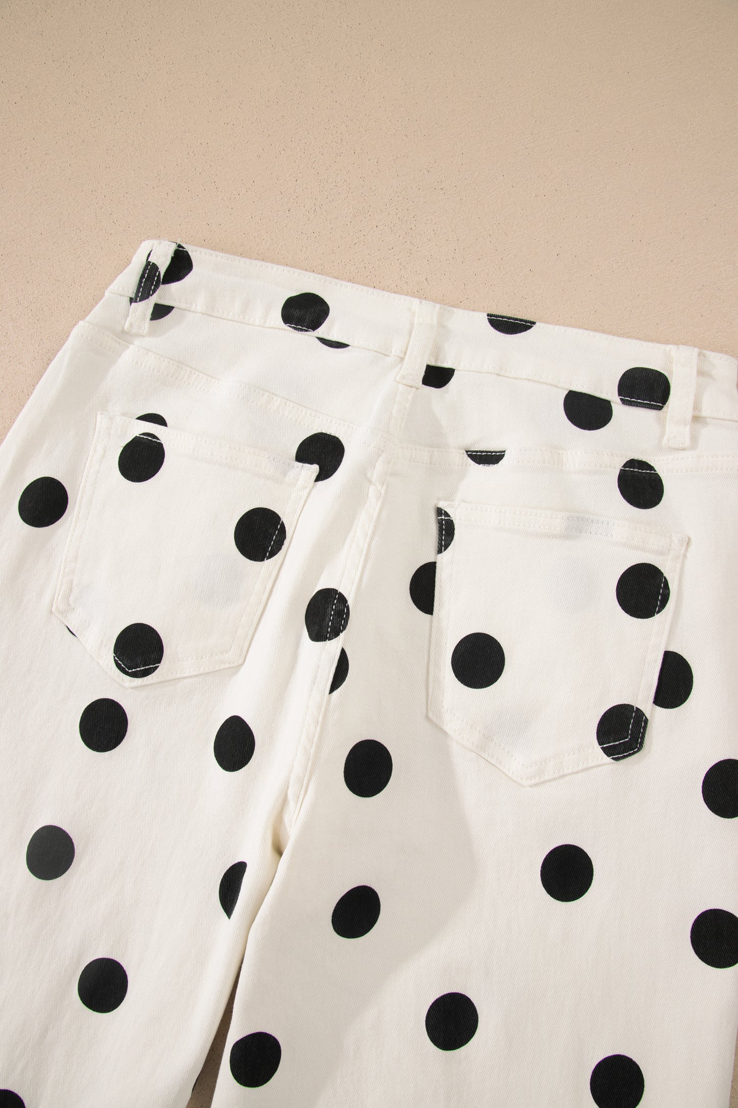 Polka Dot Wide Leg Ankle Length Jeans