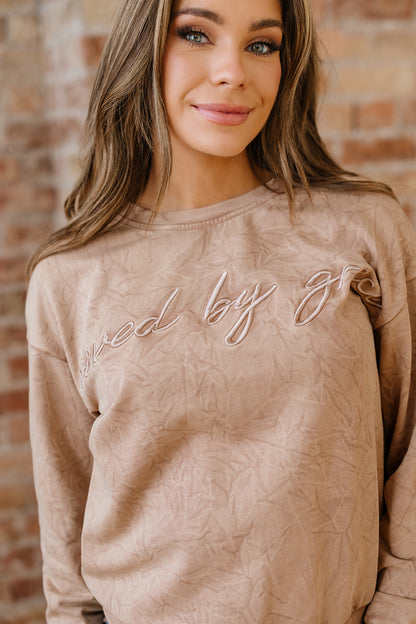 SAVED BY GRACE Embroidered Mineral Wash Sweatshirt