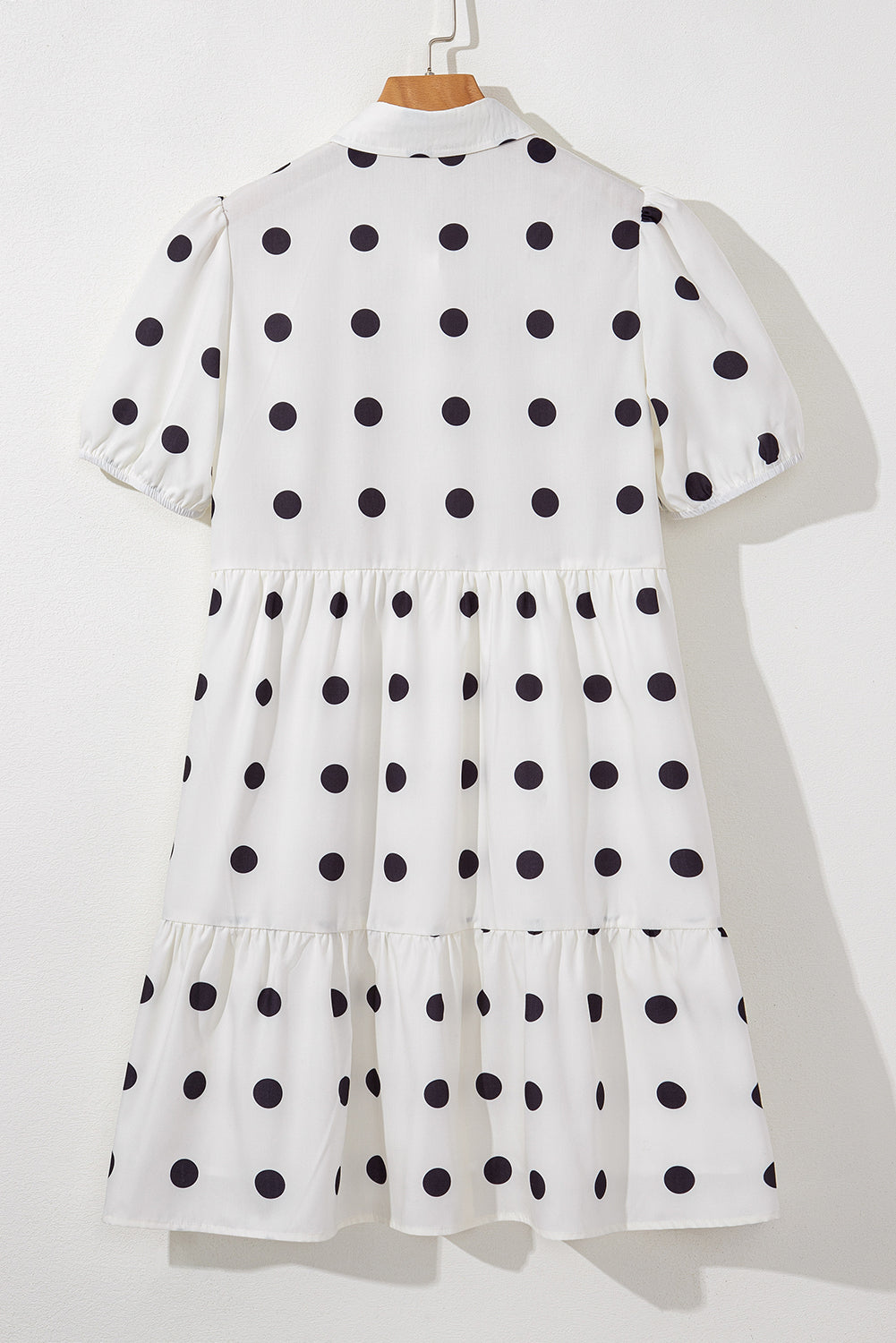 Polka Dot Buttoned Short Sleeve Dress