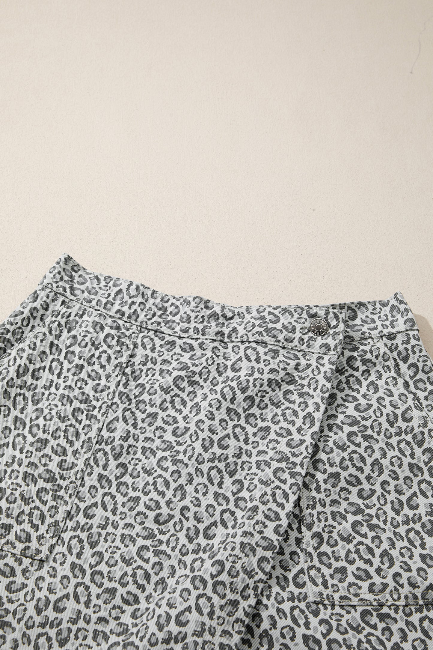 Leopard Denim Wrap Front Shorts