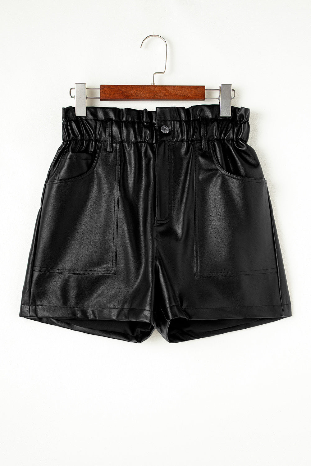 Leather High Rise Pocketed Shorts