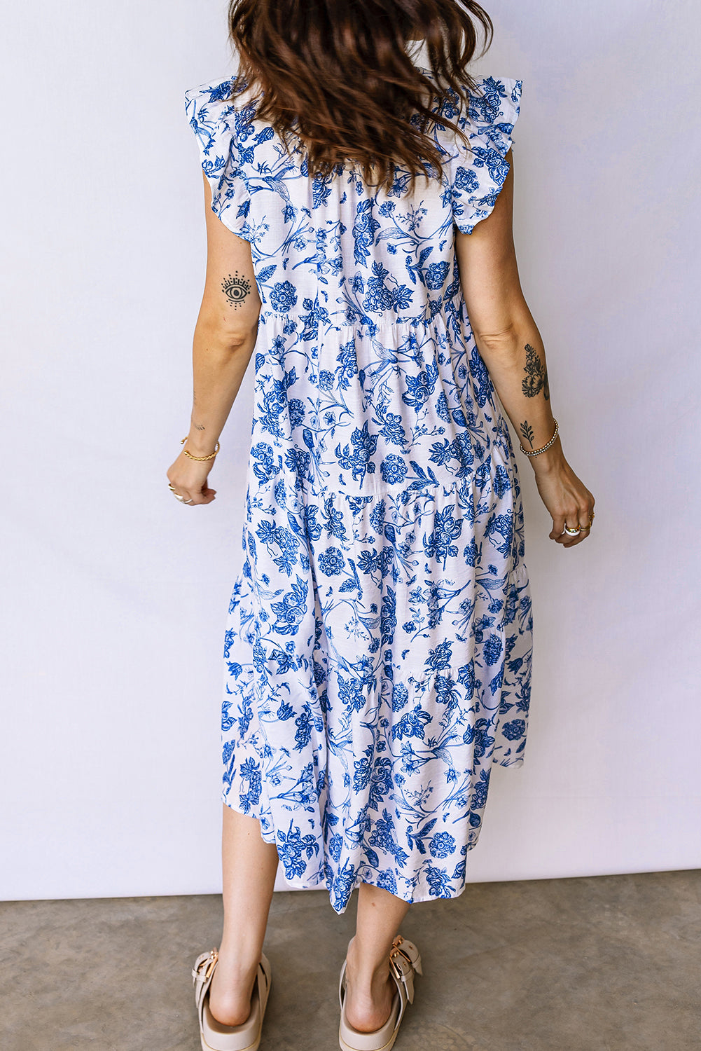 Floral Ruffle Tiered Midi Dress