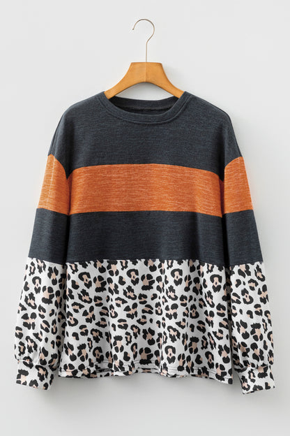 Leopard Patchwork Long Sleeve Top