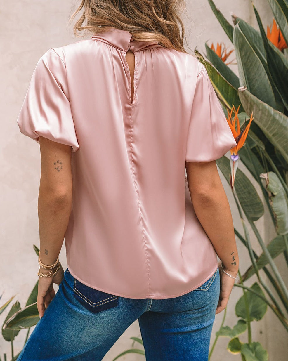 Satin Twist Short Sleeve Blouse