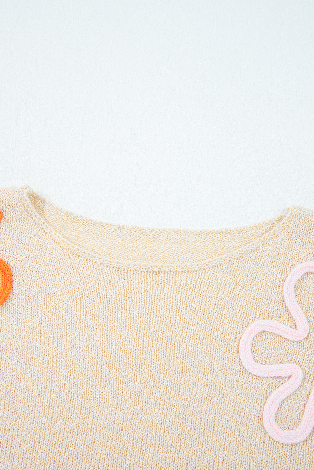 Colorblock Flower Cuffed Long Sleeve Sweater