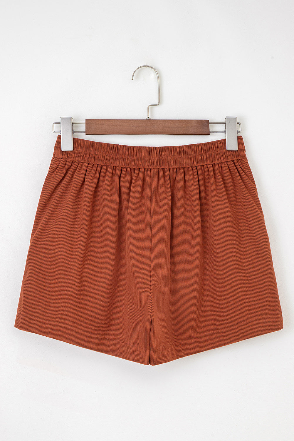 Corduroy Scalloped Edge High Waist Shorts