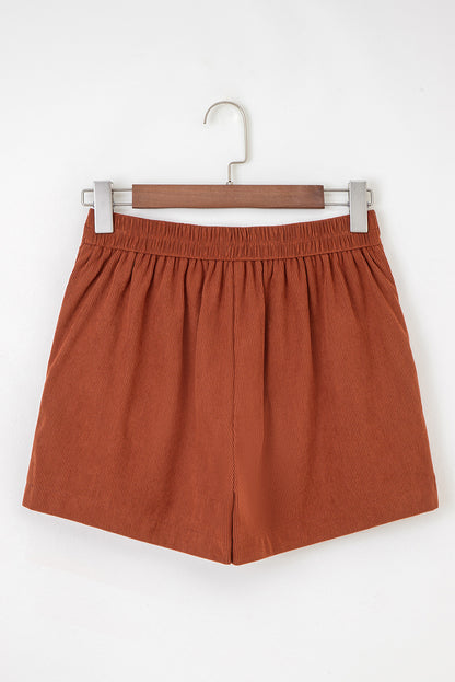 Corduroy Scalloped Edge High Waist Shorts