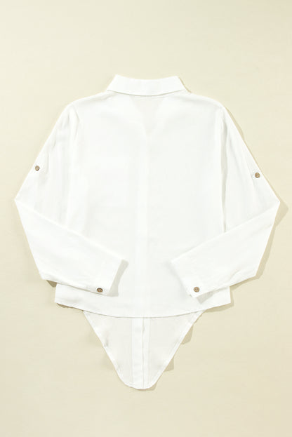 Tie Front Long Sleeve Buttoned Shirt