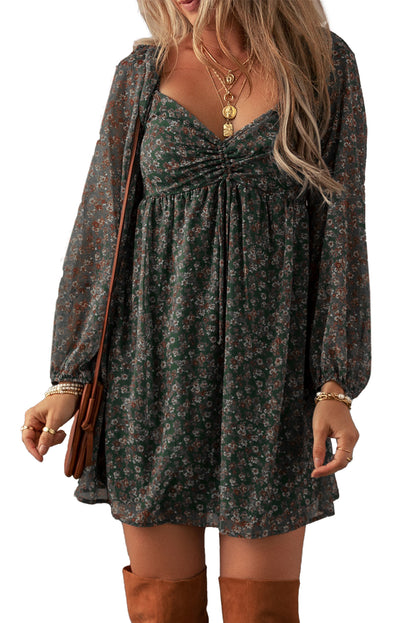 Floral Sweetheart Neck Mini Dress