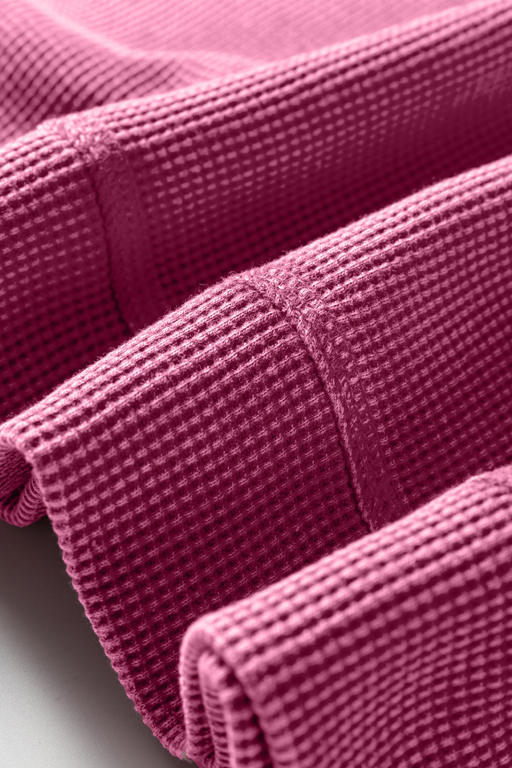 Waffle Knit Patchwork Long Sleeve Top