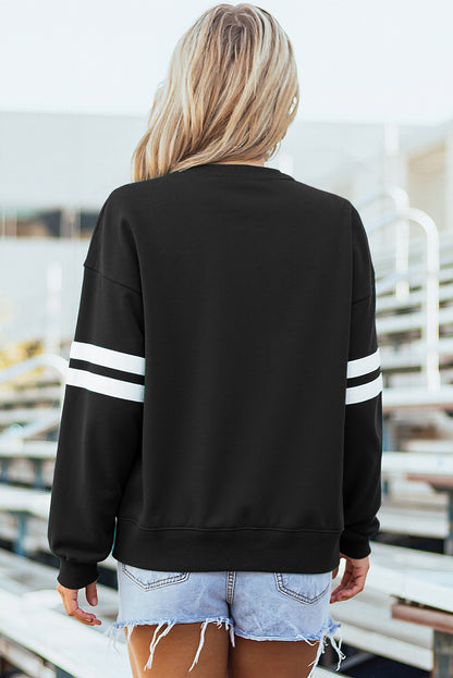 Varsity Stripe Drop Shoulder Oversized Sweatshirt