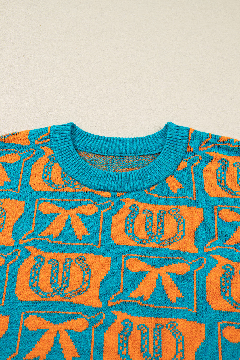 Western Bows & Horseshoes Long Sleeve Sweater