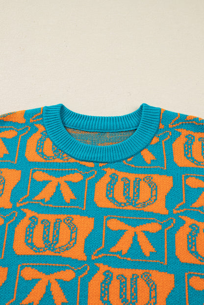 Western Bows & Horseshoes Long Sleeve Sweater