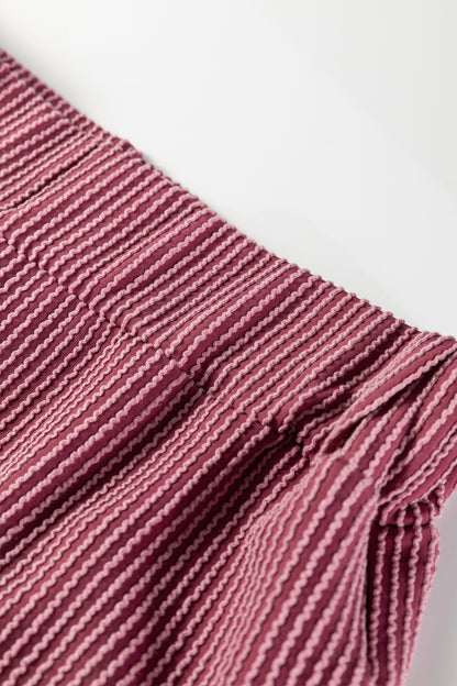 Corded Knit Mock Neck Tee and Pant Set