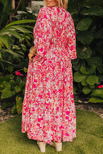 Plus Size Floral V-Neck Maxi Dress