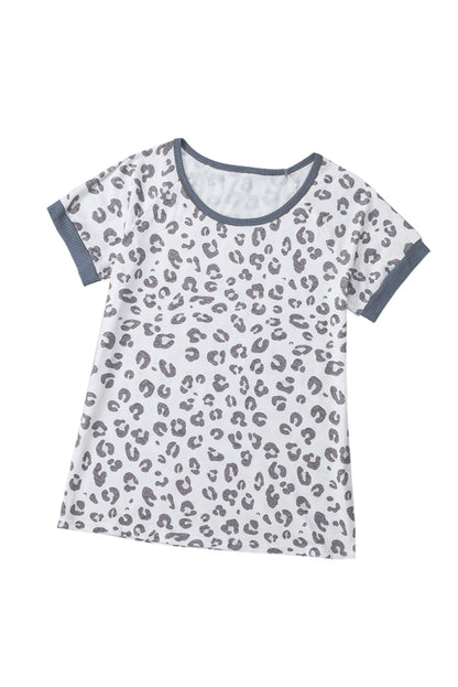 Leopard Contrast Trim Tee