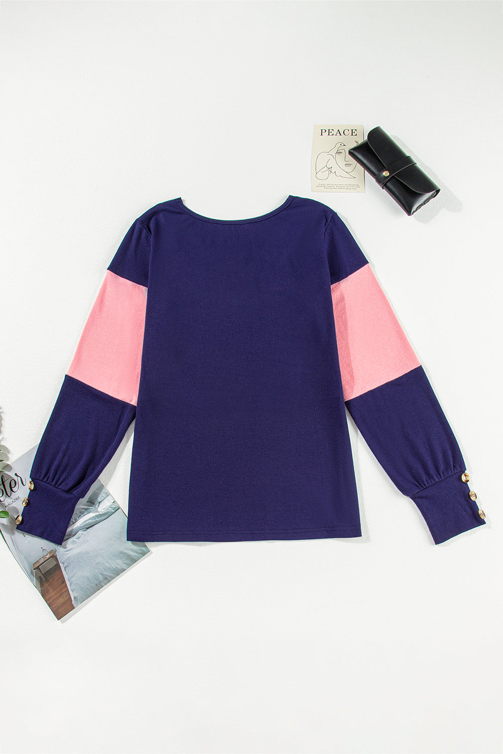 Stripe Colorblock Long Sleeve V-Neck Top