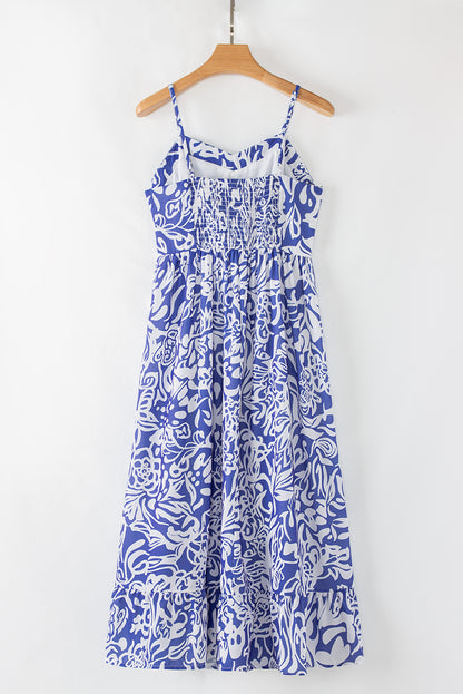 Floral Spaghetti Strap High-Waist Maxi Dress