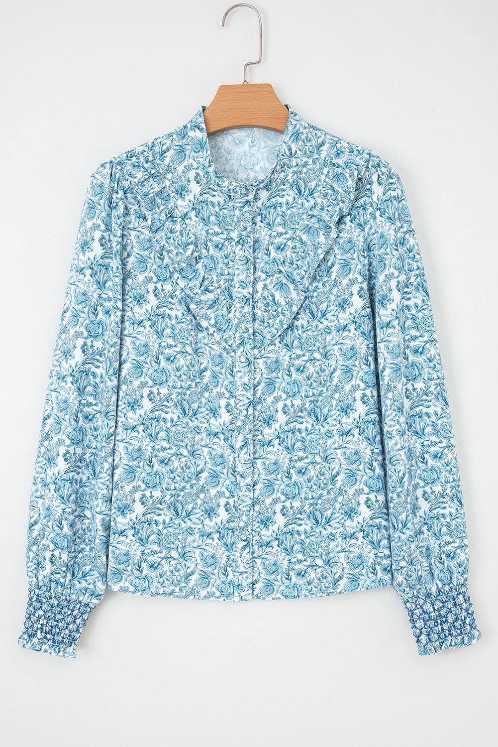 Floral Puff Sleeve Button-Up Shirt