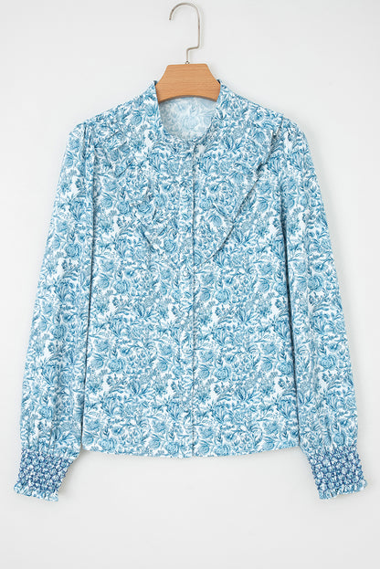 Floral Puff Sleeve Button-Up Shirt