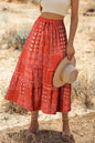 Boho Patchwork Ruffle Midi Skirt