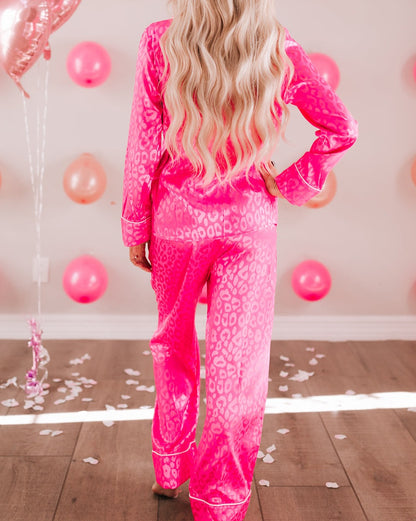 Leopard Satin Pajama Set