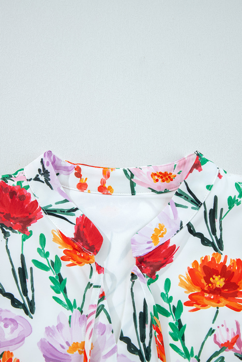 Floral Ricrac Trim 3/4 Puff Sleeve Mini Dress