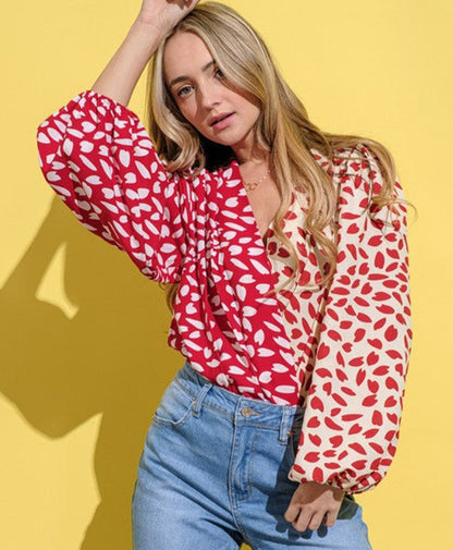 Petal Print Long Sleeve Bodysuit