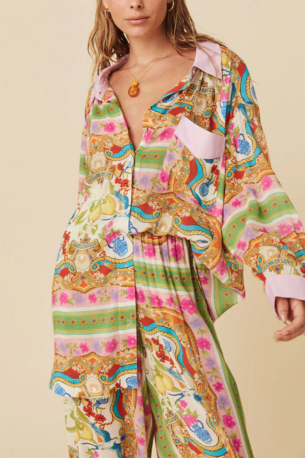 Floral Long Sleeve Shirt Dress