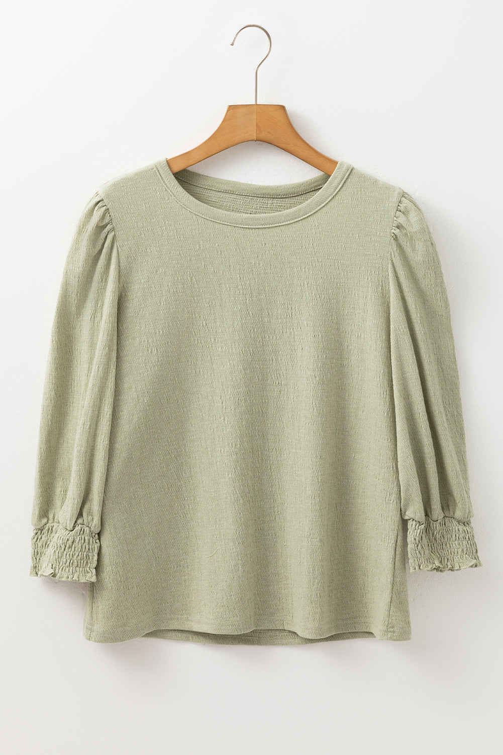 Textured 3/4 Puff Sleeve Blouse