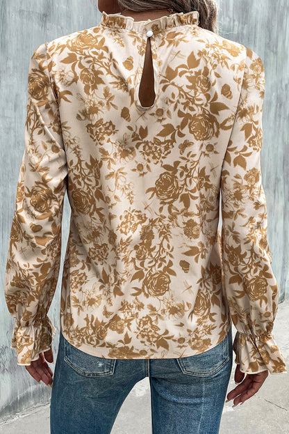 Floral Frilled Long Sleeve Blouse