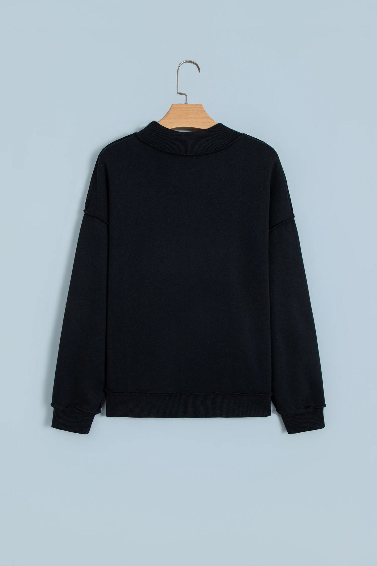 Solid Mock Neck Drop Shoulder Oversize Sweatshirt